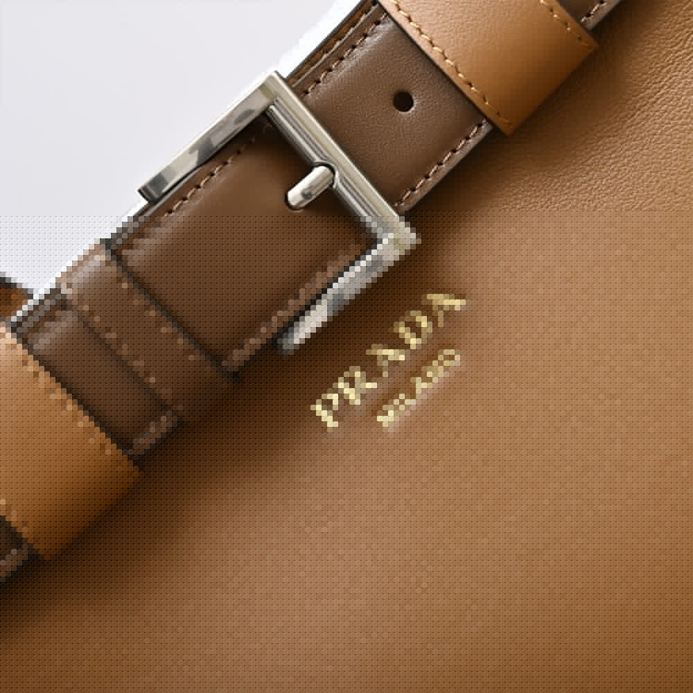 Prada Buckle medium leather handbag with double belt(high-end grade)